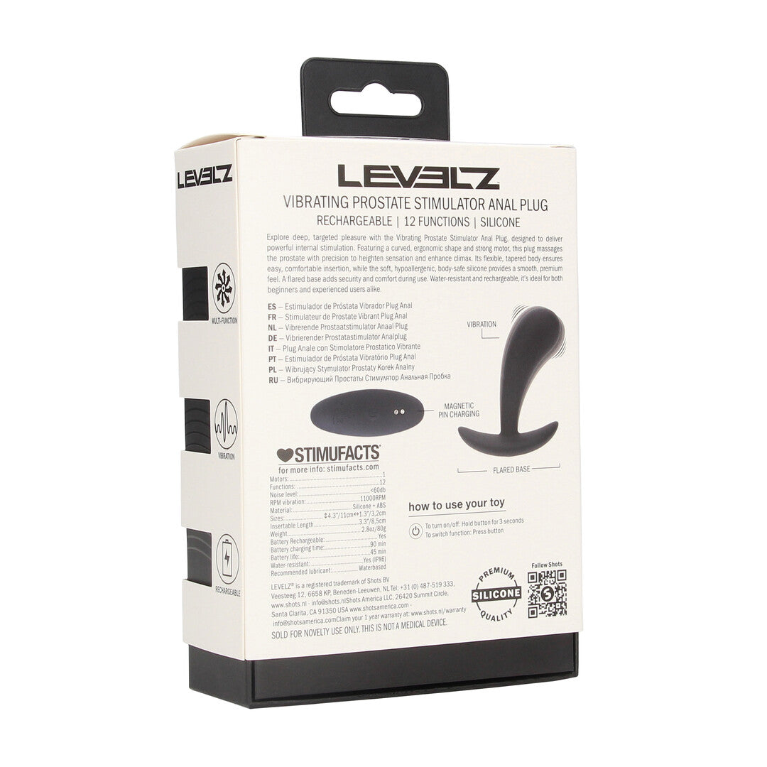 Vibrating Silicone Prostate Stimulator Anal Plug - S - Black