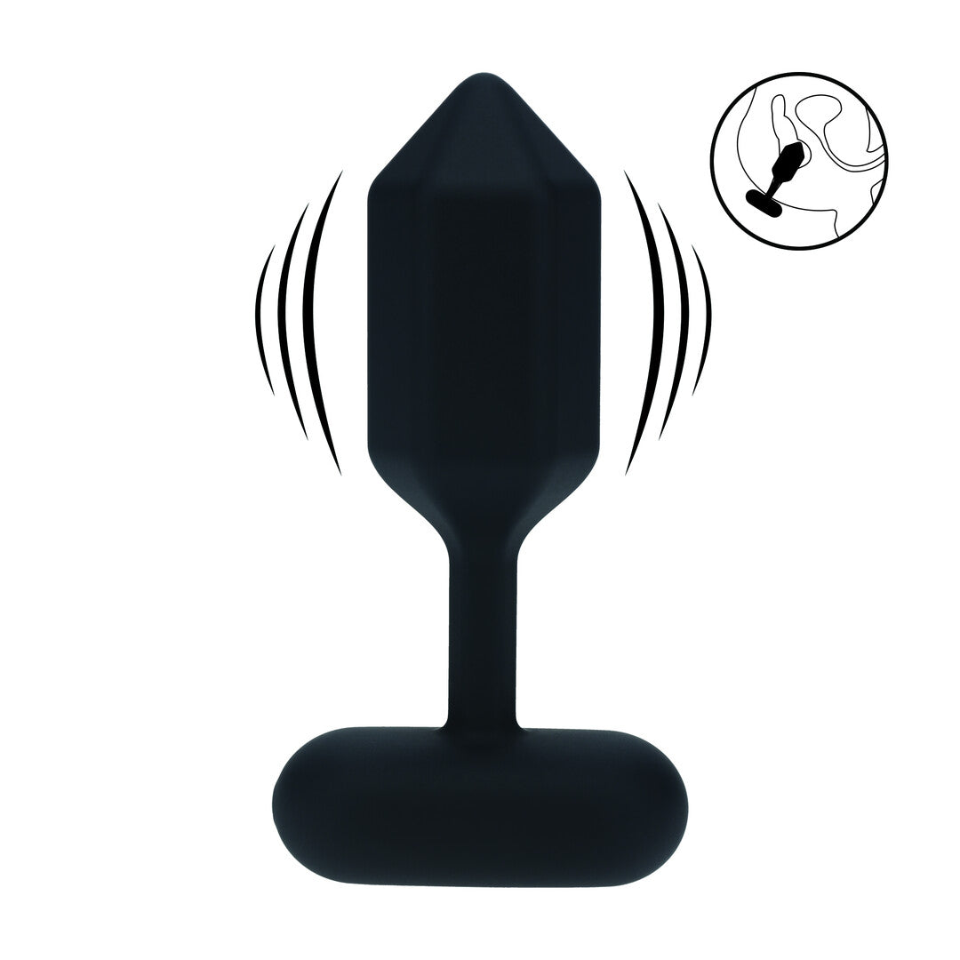 Hexagonal Vibrating Silicone Anal Plug - S - Black