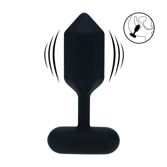 Hexagonal Vibrating Silicone Anal Plug - S - Black