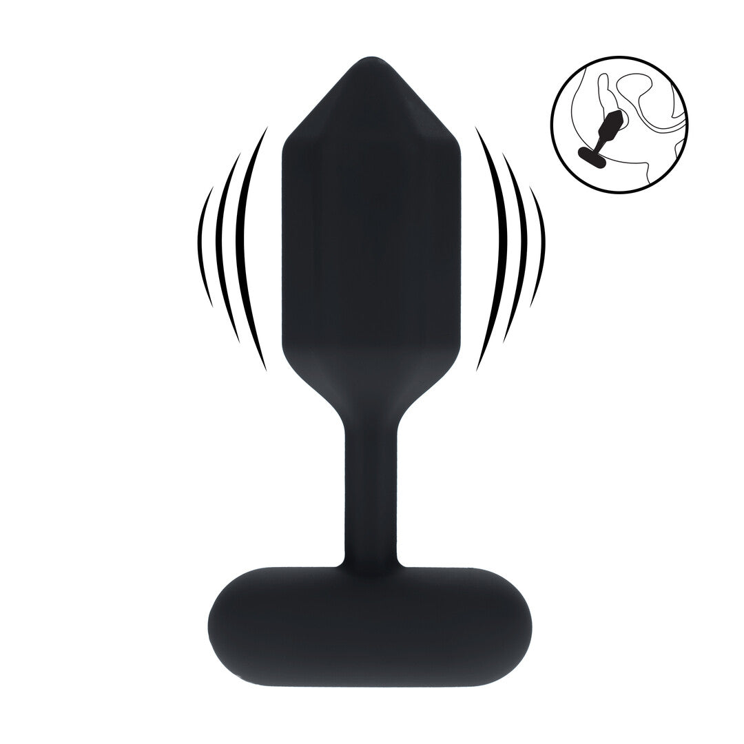 Hexagonal Vibrating Silicone Anal Plug - M - Black