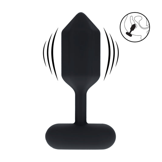 Hexagonal Vibrating Silicone Anal Plug - M - Black