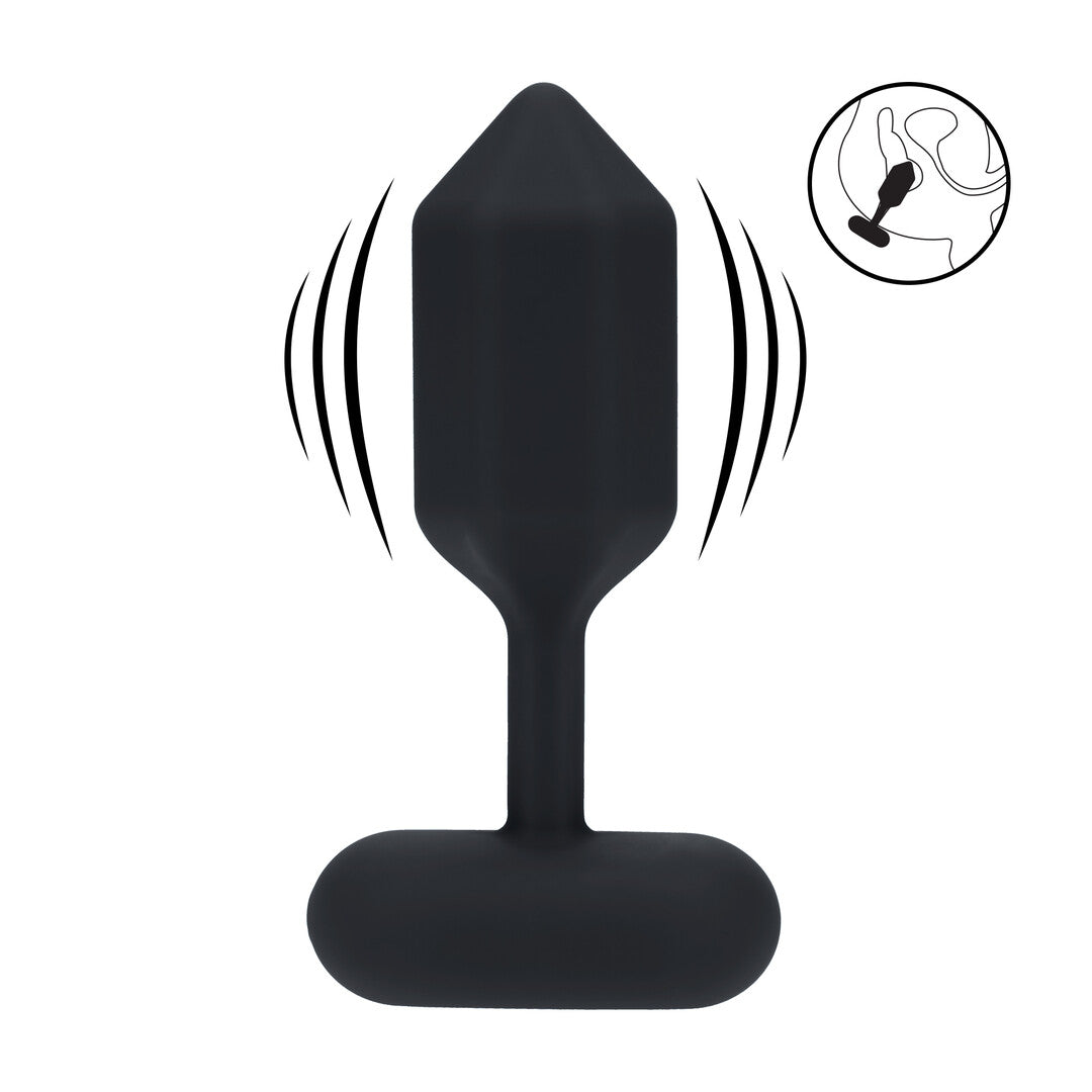 Hexagonal Vibrating Silicone Anal Plug - L - Black