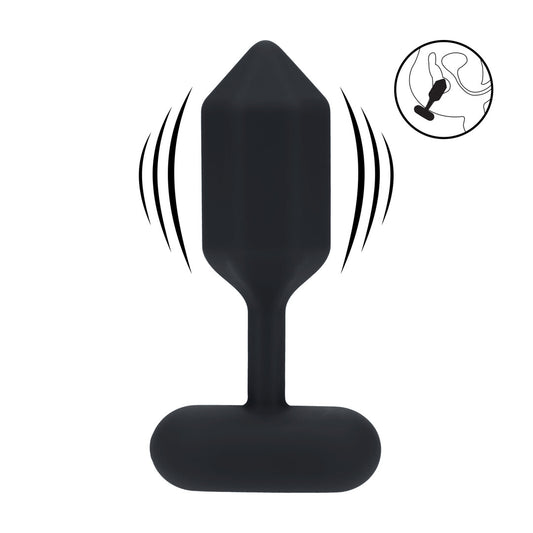 Hexagonal Vibrating Silicone Anal Plug - L - Black