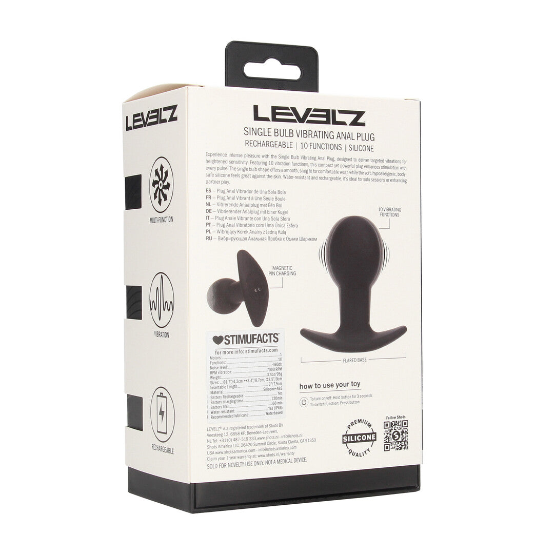 Single Bulb Vibrating Silicone Anal Plug - Black