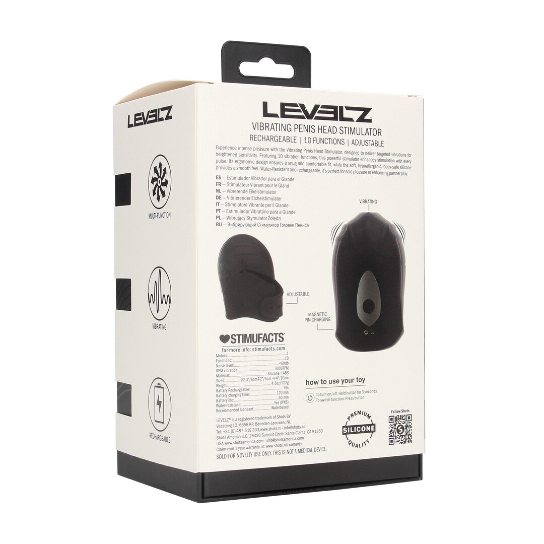 Adjustable Vibrating Silicone Penis Head Stimulator - Black