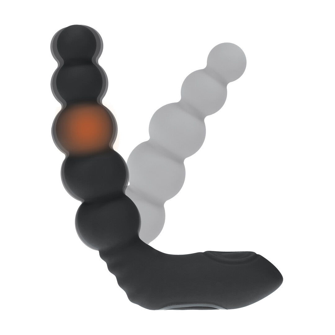 Vibrating Heating Bendable Tapping Beaded Silicone Prostate Stimulator - Black