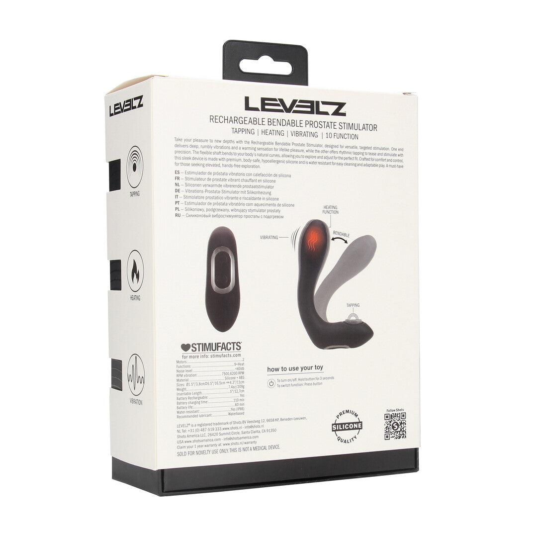 Vibrating Heating Bendable Tapping Silicone Prostate Stimulator - Black