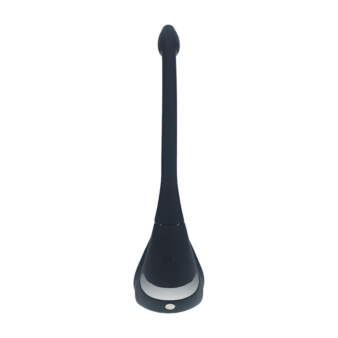 Remote Control Vibrating Silicone Tri O Cockring with Prostate Stimulator - Black