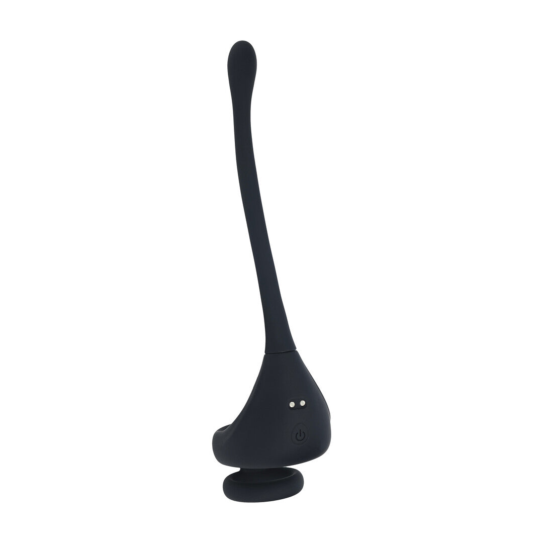Dual Motor Silicone Cockring with Prostate Stimulator - Black