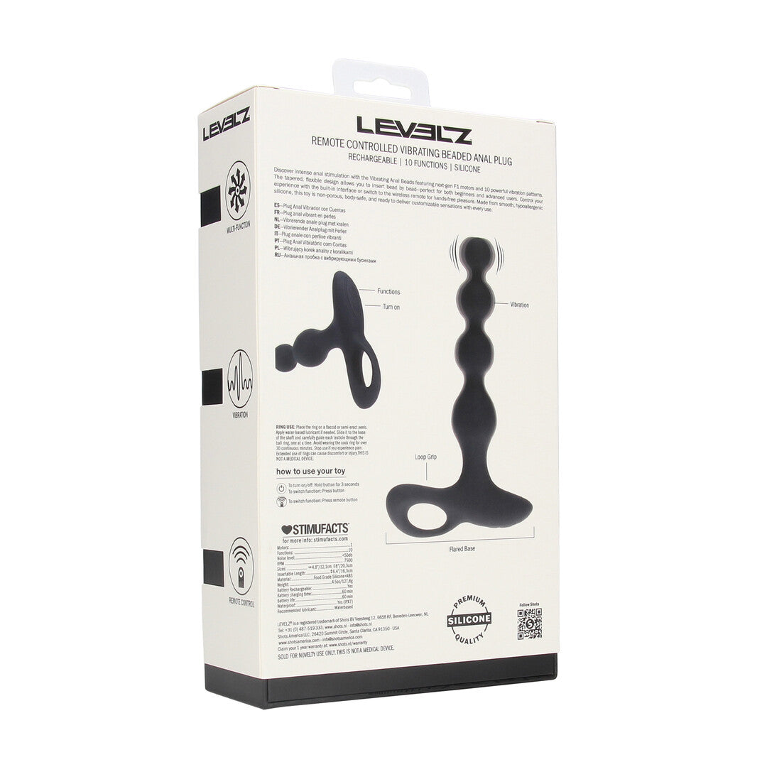 Remote Control Beaded Vibrating Silicone Anal Plug - Black