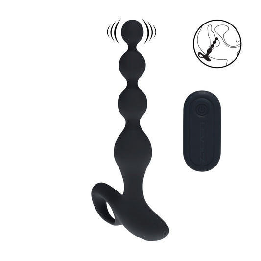 Remote Control Beaded Vibrating Silicone Anal Plug - Black