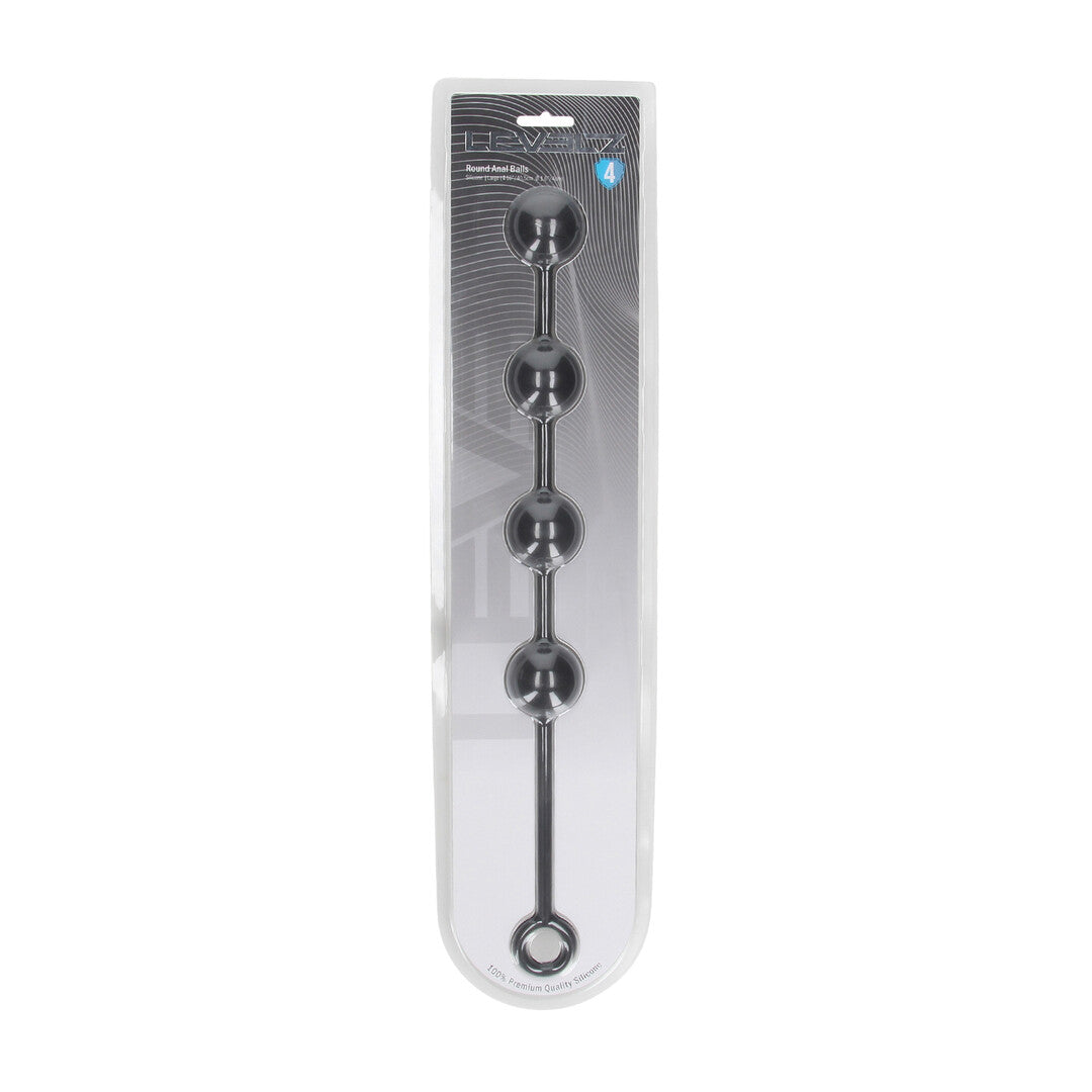 Round Silicone Anal Balls - L - 40mm - Black