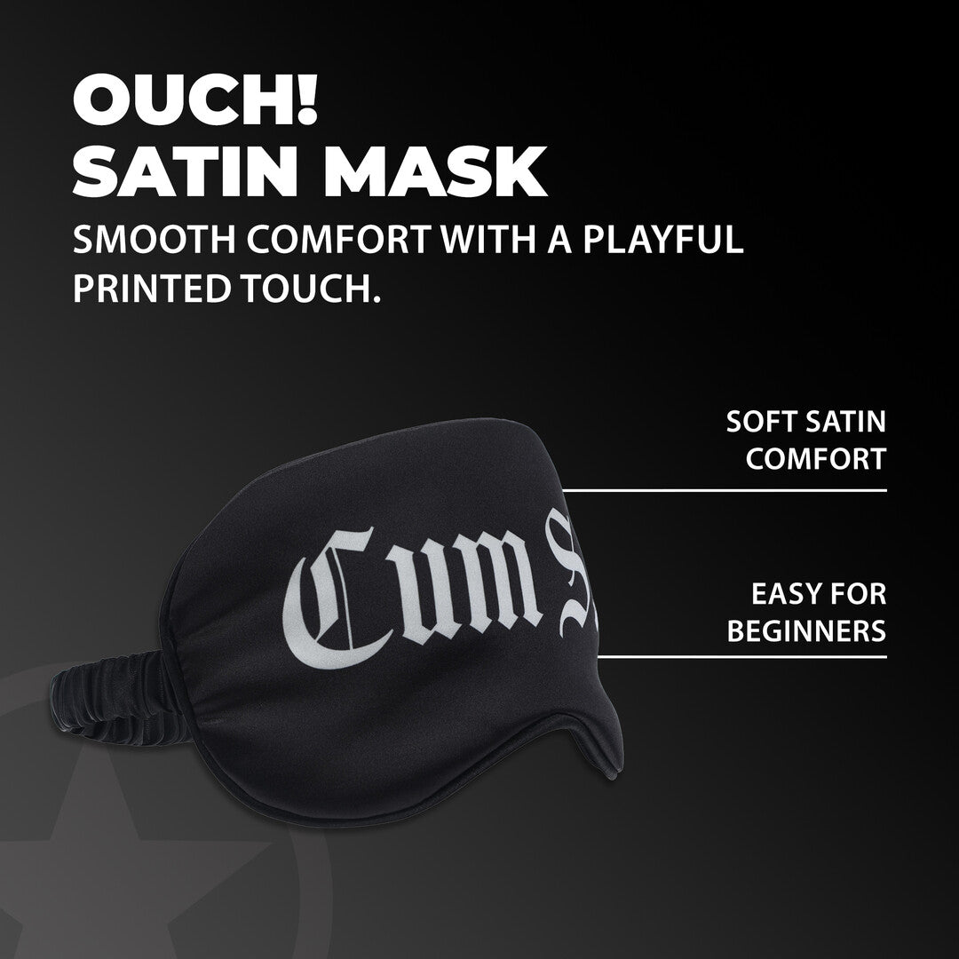 Cum Slut - Printed Satin Mask - Black