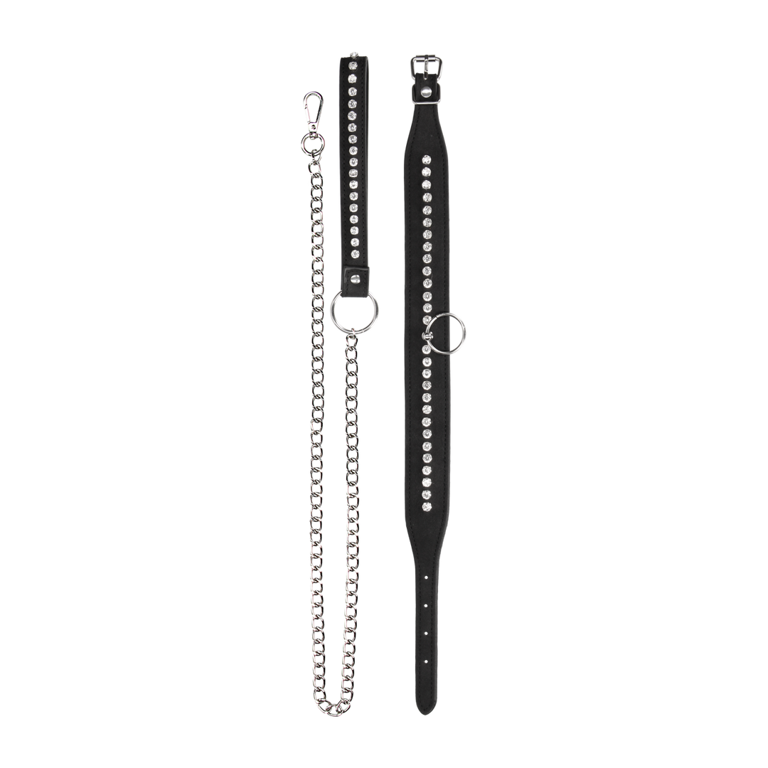 Diamond Studded Collar with Leash