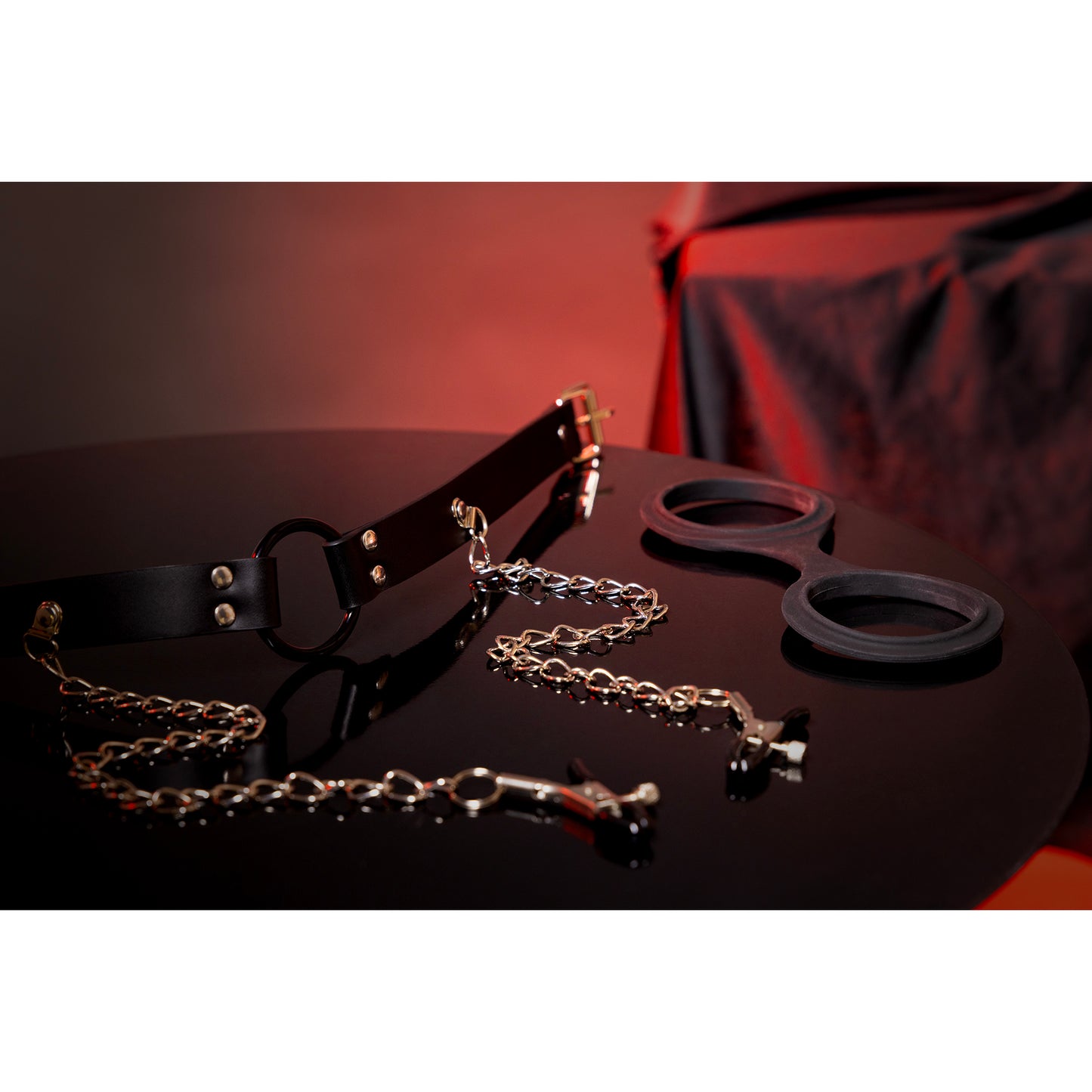 O-Ring Gag with Nipple Clamps - Black