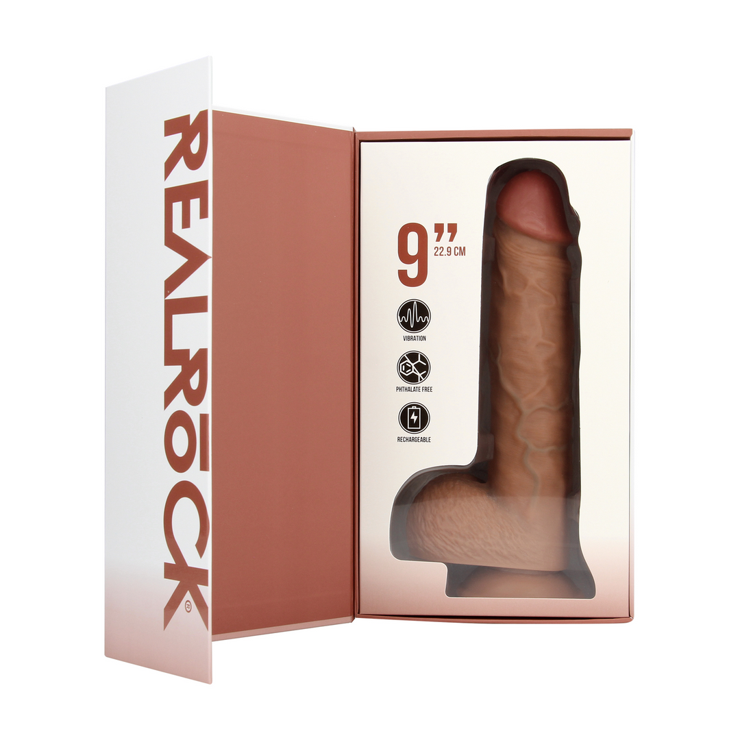 Vibrating Regular Straight Cock with Balls - 9 / 23 cm