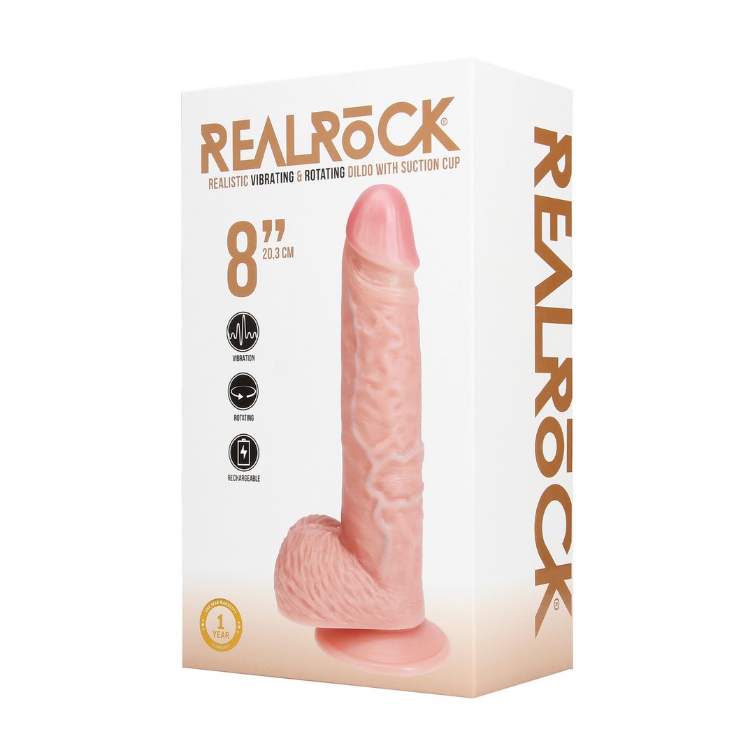 Vibrating and Rotating Straight Cock with Balls - 8 / 20,5 cm