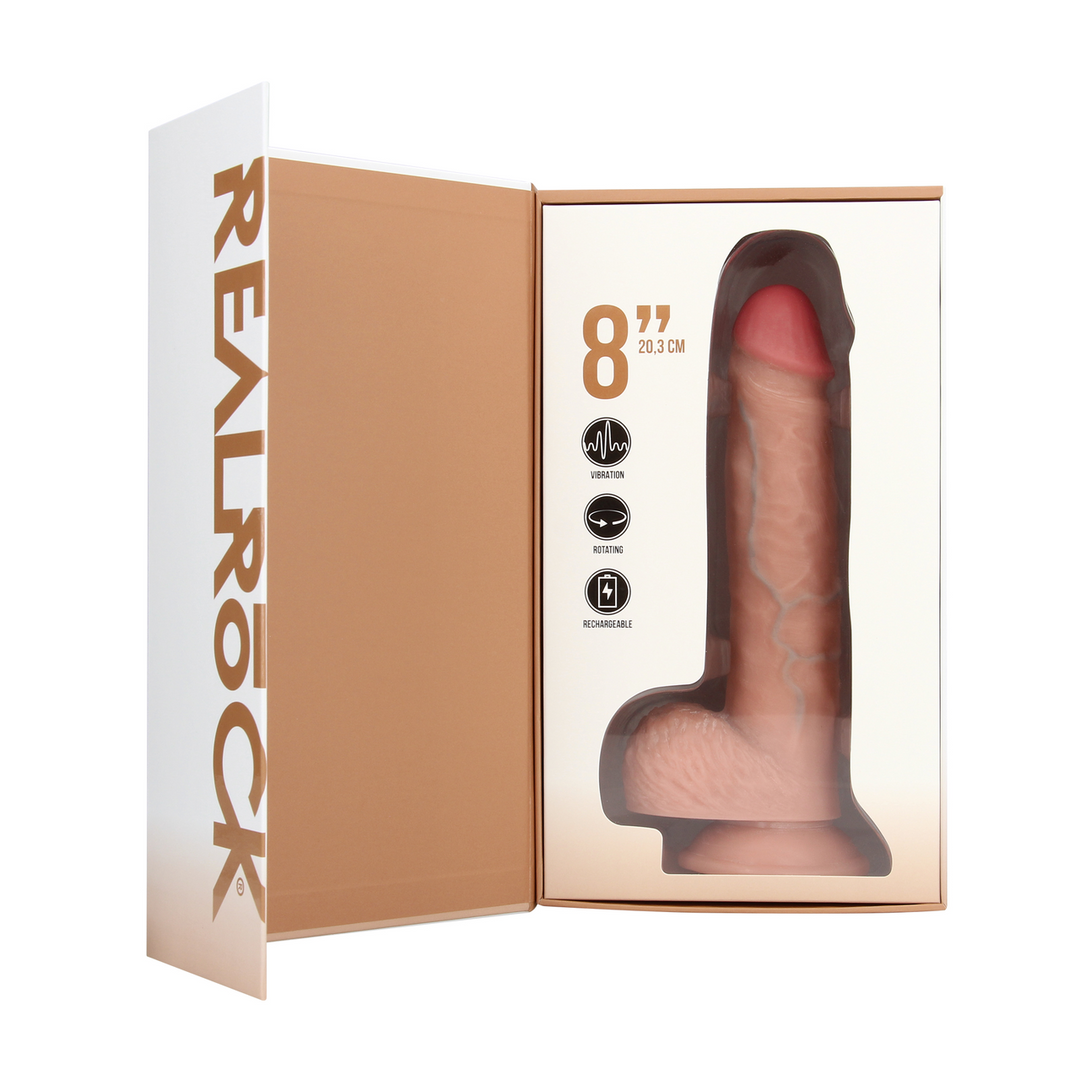Vibrating and Rotating Straight Cock with Balls - 8 / 20,5 cm