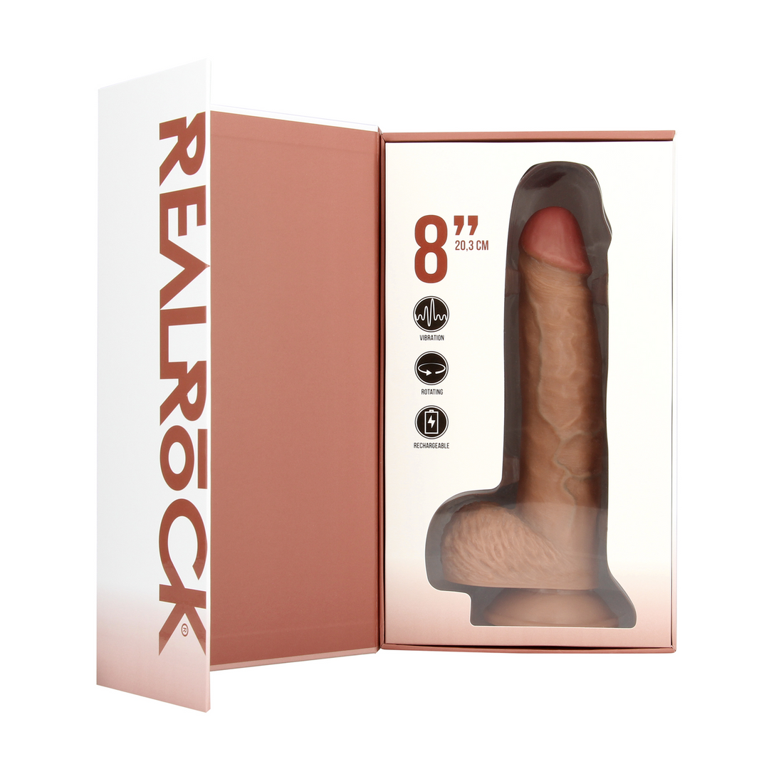 Vibrating and Rotating Straight Cock with Balls - 8 / 20,5 cm