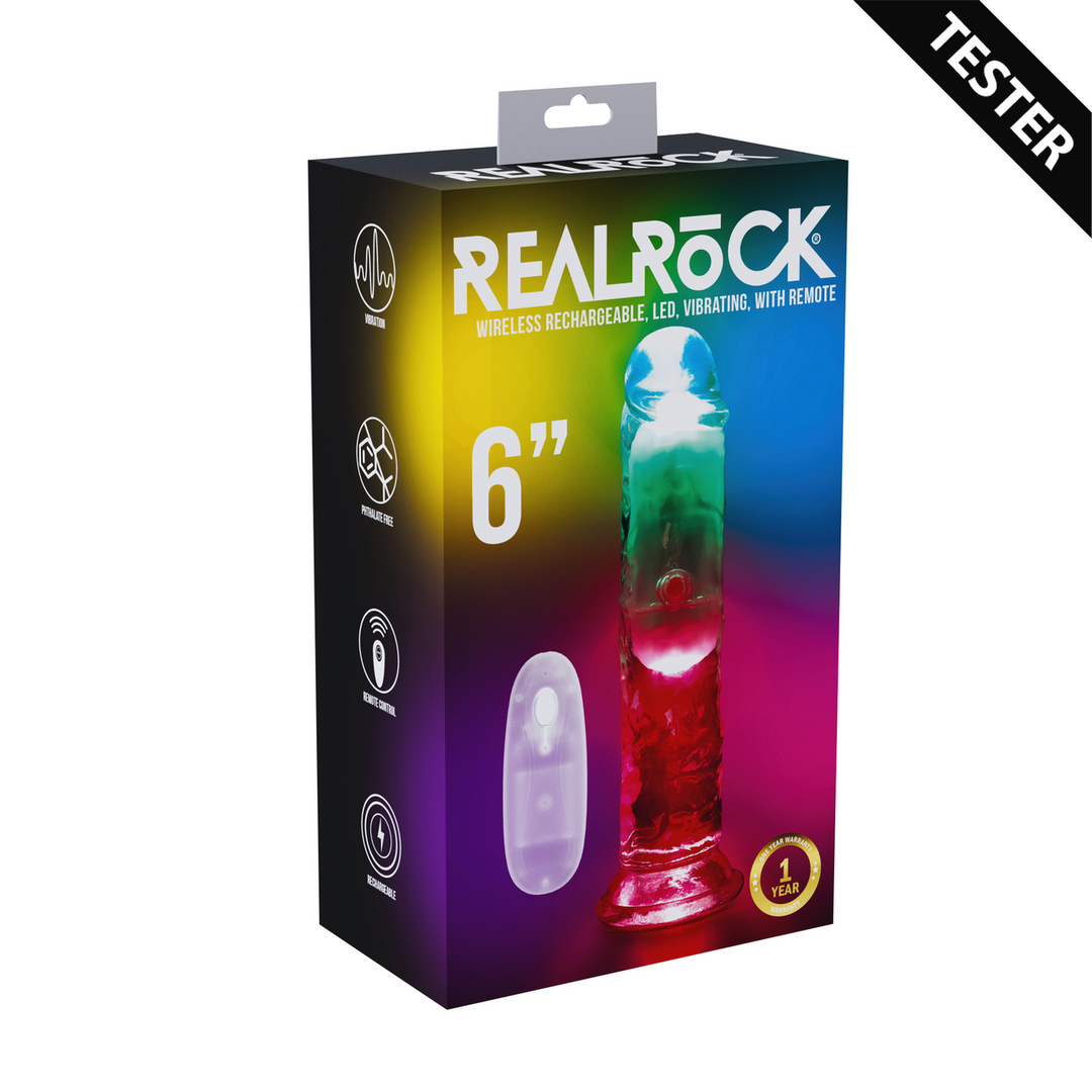 LED Vibrating Straight Cock - 6 / 15 cm - Transparent