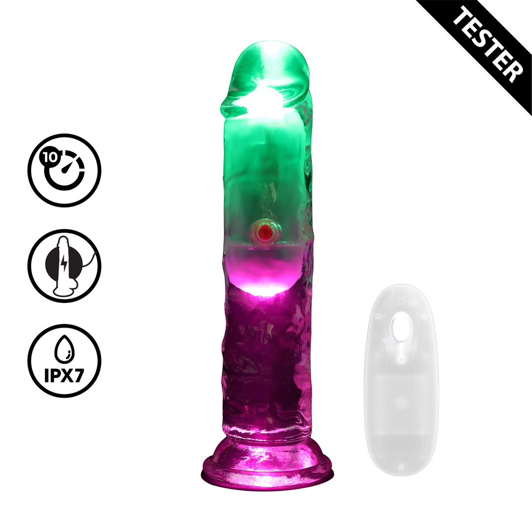 LED Vibrating Straight Cock - 6 / 15 cm - Transparent