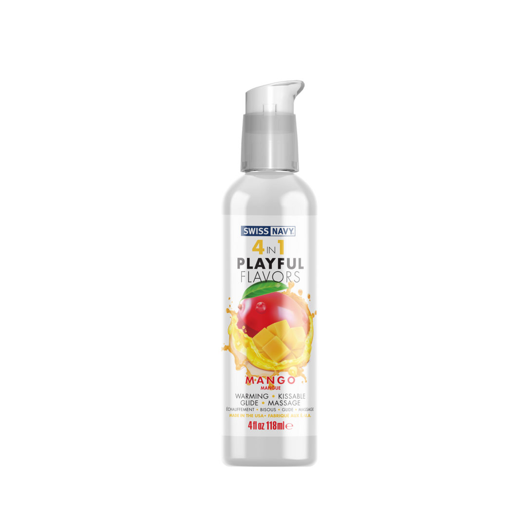 4 in 1 Playful Flavors - Lubricant with Mango Flavor - 4 fl oz / 118 ml