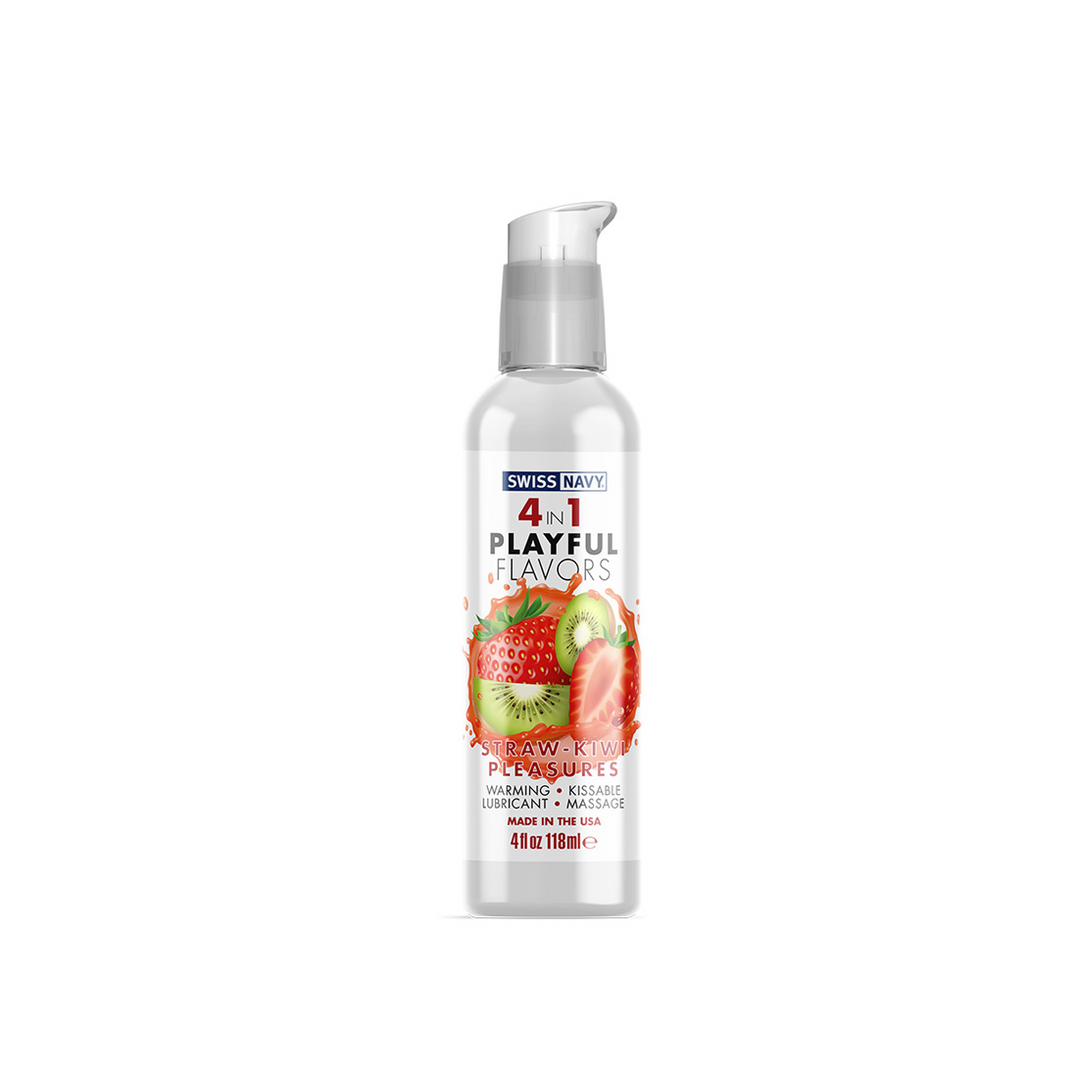 4 in 1 Playful Flavors - Lubricant with Straw-Kiwi Pleasures Flavor
