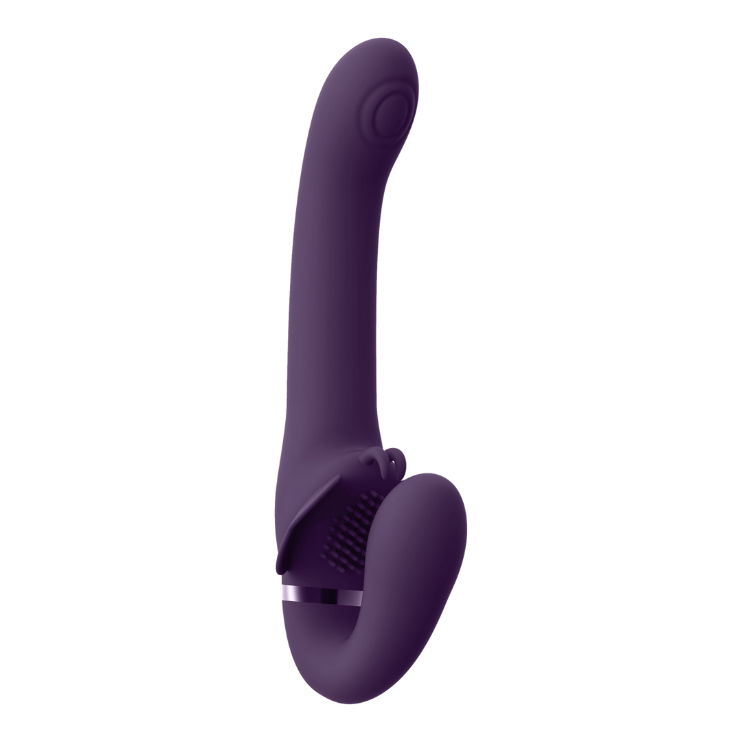 Satu - Pulse-Wave and Vibrating Strapless Strapon - Purple