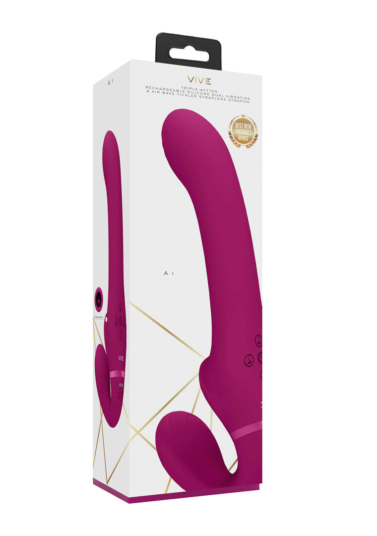Ai - Dual Vibrating  Air Wave Tickler Strapless Strapon