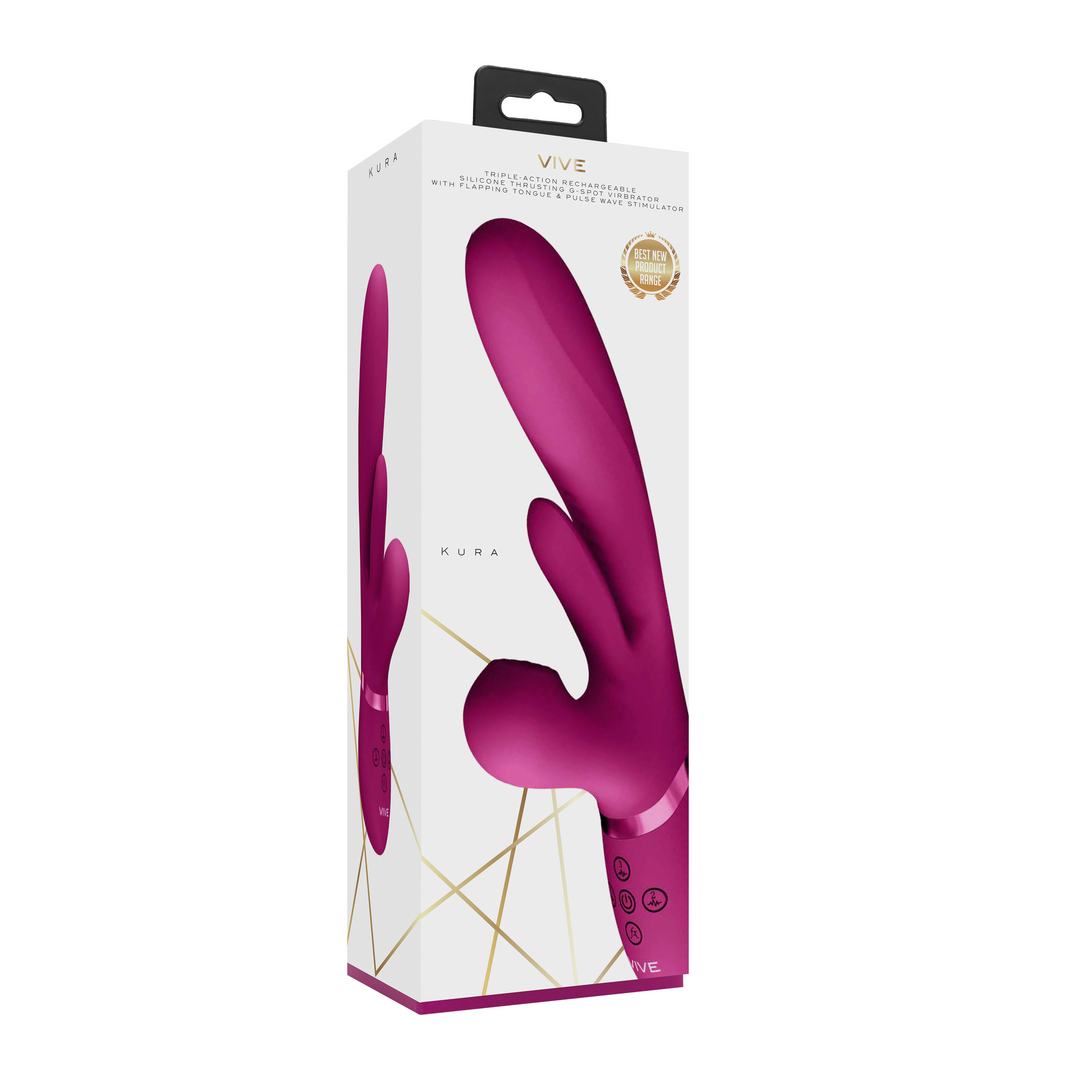 Kura - Thrusting G-Spot Vibrator with Flapping Tongue and Pulse Wave Stimulator - P