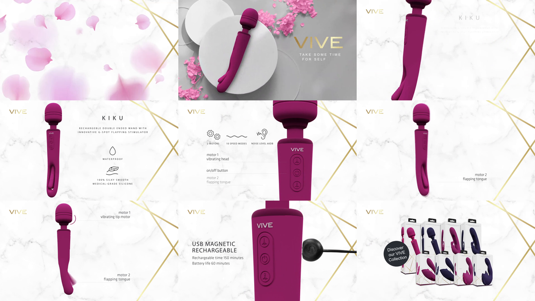 Kiku - Double Ended Wand with Innovative G-Spot Flapping Stimulator - P