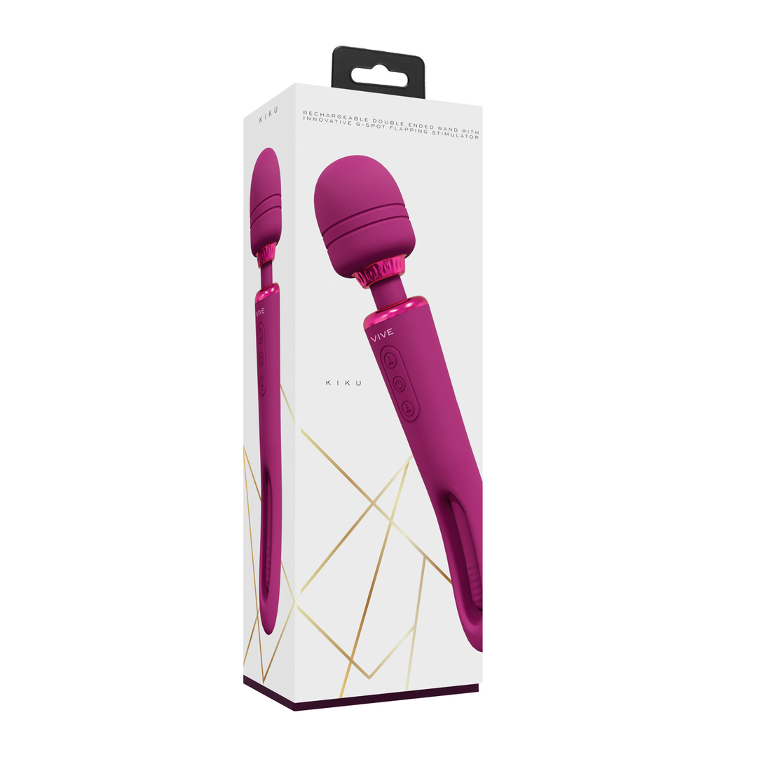 Kiku - Double Ended Wand with Innovative G-Spot Flapping Stimulator - P