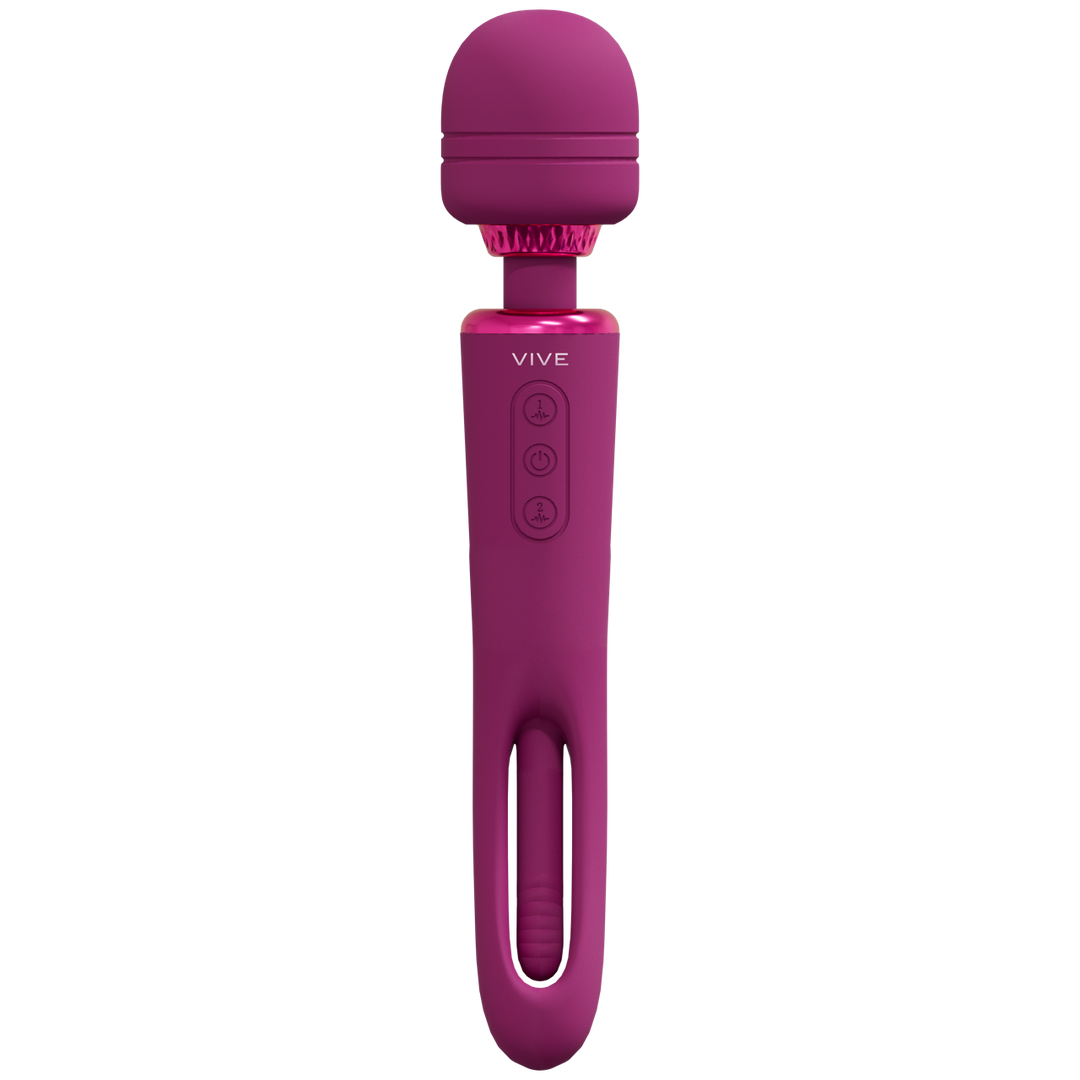 Kiku - Double Ended Wand with Innovative G-Spot Flapping Stimulator - P