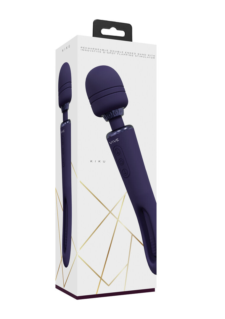 Kiku - Double Ended Wand with Innovative G-Spot Flapping Stimulator - P