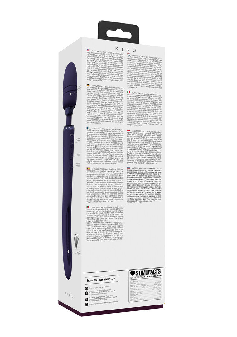 Kiku - Double Ended Wand with Innovative G-Spot Flapping Stimulator - P