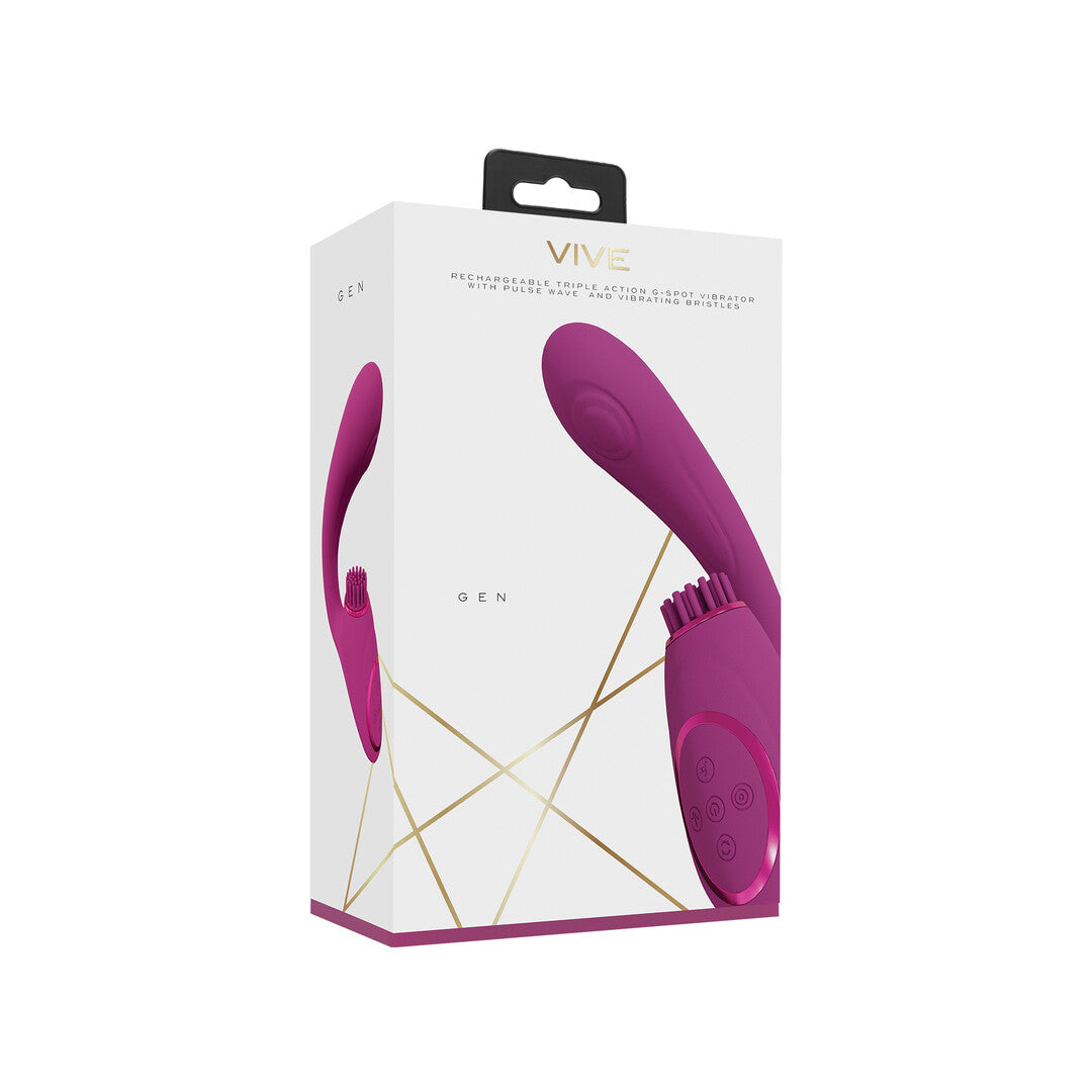 Gen - Triple Motor G-Spot Vibrator with Pulse Wave and Vibrating Bristles - P